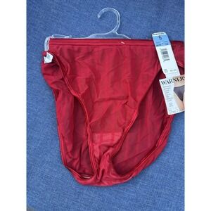 VINTAGE WARNERS THE NAKED TRUTH RED SHIMMERY SHEER BRIEF PANTIES Size 6 NWT